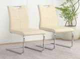 Modern Light Yellow PU dining chair living room chair upholstered chair, electroplated metal chair W210P375168