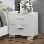 ZUN 2-drawer Nightstand in White High Gloss Finish B016P254558