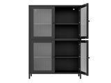 Classic Metal Storage Display with 4 Glass Doors 4 Shelves Bookcase Side W2378P176270
