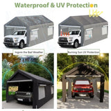 10x20 Heavy Duty Steel Canopy Tent with Roll-up Ventilated Windows, Garage Carport with Removable 83559031