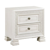 Classic Luxury Pearl White Finish Nightstand of 2x Drawers Wooden Bedroom Furniture 1pc, Dart B011P242371