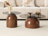 Nesting Coffee Table Set of 2, Glass Desktop for Living Room, Space Circle Center Table for W2920P535067