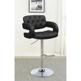 ZUN Black and Chrome Adjustable Bar Stool B062P149093