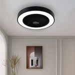 ZUN 20 in. Indoor Black Low Profile Ceiling Fan with Integrated Light with Remote Control and Reversible T3096P253314