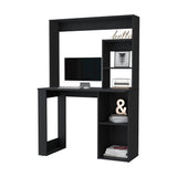Palisades Computer Desk with Hutch and Storage Shelves Black B062111732