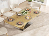 47.25 "-63" Dining Table, Original Wood Color, Seating 4-6 People, Retractable Table, Cross Metal W757P270705