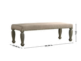 Breda Antique Gray Finish Upholstered Nailhead Bench T2574P164619