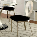 Set of 2 Microfiber and Metal Side Chairs in Silver and Black Finish B016P156809