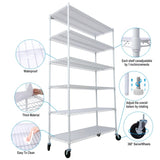 ZUN 6 Tier 6000lbs Capacity NSF Metal Shelf Wire Shelving Unit, Heavy Duty Adjustable Storage Rack with W465142128