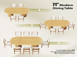70.9" Oval Dining Table for 6 People, Fluted Cylindrical Pedestals with Roll-up Door Storage 67261607
