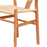 ZUN Natural Solid Wood Wishbone Design Backrest Chair with Canvas Seat for Dining Room and Kitchen W2533P171797