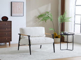 27.56" Modern Accent Chair with Plush Cushions, Minimalist Metal Frame, and Wooden Armrest Design N767P215306B