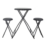57.5x23.6x39.8" Black Stowable Side Table and Two Seats W2078P282277