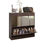 ZUN Mirror Shoe Cabinet with 2 Tier Drawers, Mirror Shoe Rack With 1 Drawer Storage, Mirror Shoe W760P206336