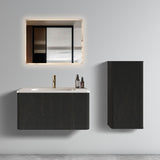 U057-Etna30W-308 Etna 30" Striped Brushed Black Oak Floating Bathroom Vanity with White Ceramic W1865P218039