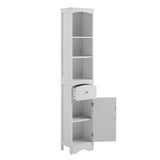 Tall Bathroom Cabinet, Freestanding Storage Cabinet with Drawer, MDF Board, Adjustable Shelf, White WF289423AAK