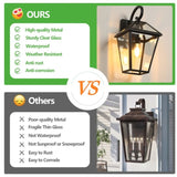 2-Pack Outdoor Wall Lanterns, Black Finish Weatherproof Wall Sconce with Clear Glass Panels, Vintage W1340P239406