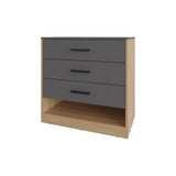 Natural Oak and Matt Grey Dresser with 3-Drawer and Open Shelf B062P290237