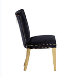 Eva 2 Piece Gold Legs Dining Chairs Finished with Velvet Fabric in Black B00960896