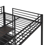 ZUN Full Size Loft Bed with Desk and Whiteboard, Metal Loft Bed with 3 Shelves and Ladder, Black 36540591