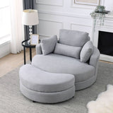Welike Swivel Accent Barrel Modern Grey Sofa Lounge Club Big Round Chair with Storage W83469811