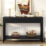 U_STYLE Ash Veneer Modern Style Console Table, Striped Design, Suitable for Entryway, Corridor, N711P230810B