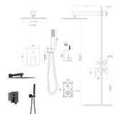 Dual Shower Head - 12 Inch Wall Mounted Square Shower System with Rough-in Valve,Matte black W124357630