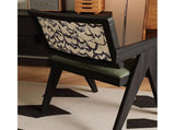 Mid-Century Modern Solid Wood Armchair with Upholstered Pattern Back and Padded Seat, Vintage Accent B2792P603474