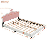 Full size Upholstered Princess Bed With Crown Headboard,Full Size Platform Bed with Headboard and N733P180808K