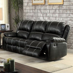 ZUN ACME Zuriel Motion Sofa, Black Synthetic Leather LV52285