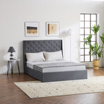 ZUN Upholstered Full Platform Storage Bed Frame with 4 Drawers, Wingback Headboard with Button Tufted 06426631