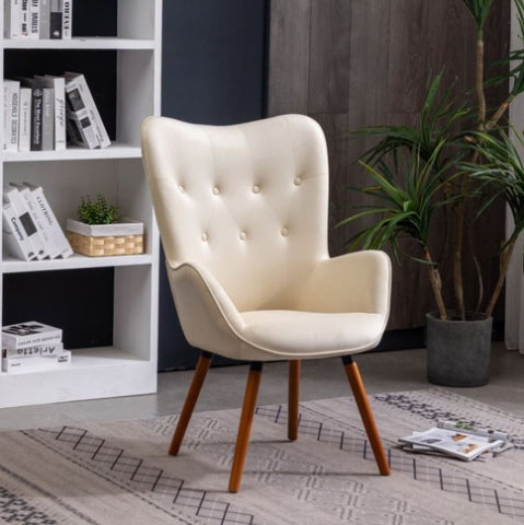 ZUN Doarnin Contemporary Silky Velvet Tufted Button Back Accent Chair, White T2574P164270
