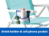 Reclining 4-Position Oversize Beach Chair with Adjustable Pillow and Storage 02649917