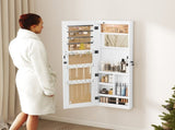 Solid Wood Jewelry Armoire Organizer Cabinet with Full-Length Mirror, 47.5x14.3 in Wall-Mounted W2640P454224