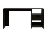 Computer Desk with 1-Drawer and 2-Open Storage Shelves, Black B097133107