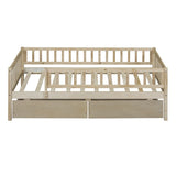 Twin Size Daybed Wood Bed with Two Drawers, Natural WF301864AAN