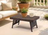 Outdoor Folding Side Table, Patio Rattan Coffee Table with PE Wicker & High-Duty Steel Frame for 51700564