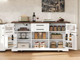 54.9" Kitchen Island with Drop Leaf, Power Outlet, Kitchen Storage Cart with 4 Door Shelves, Cross 57632975