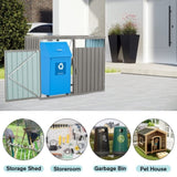 Garbage Bin Shed Stores 2 Trash Cans Metal Outdoor Bin Shed for Garbage Storage,Stainless Galvanized 36500696