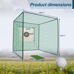 ZUN 10X10X10FT Golf Practice Net Cage w/ Metal Frame Hitting Net Kit Indoor Outdoor 99880895