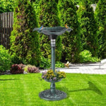 ZUN Outdoor Solar Lighted Pedestal Bird Bath Fountain Decoration with Planter and Feeder, Decorative 76357457