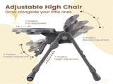 Gray Baby High Chair Adjustable Height/Backrest/Footrest Foldable with Wheels 34268788