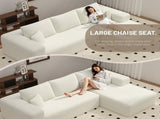 Beige Modular Corduroy Sectional Sofa with Chaise Lounge, All-Foam Deep Seat Couch, Soft Wide-Wale 92259911