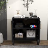 Mid Century Modern Fluted Sideboard with Adjustable Shelves & Solid Wood Legs, Buffet W1801P272511