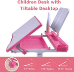 ZUN Desk for Kids Desk and Chair Set Kids Art Desk Drafting Table Desk Set with Adjustable Height, 50667401