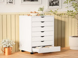 7-Drawer Portable Storage Cabinet on Wheels for Office, Bedroom & Home Organization, White 32868327