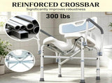 Light Blue Padded Bath Seat Height Adjustable Anti-slip Shower Chair with Arms and Back 49302723