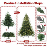 Artificial 4ft Green Christmas Tree with 856 PE/PVC Mixed Branch Tips, 150L warm white led, Steel 03826346