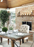 Contemporary Ivory Fabric 2pcs Side Chairs Bold Sturdy Design Rustic Oak Solidwood Tufted Back B011P200228