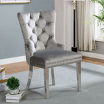 ZUN Contemporary Gray Flannelette 2pcs Side Chairs Button-Tufted Upholstered Dining Chairs Wingback B011P208973